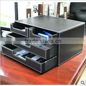 Pu Faux Leather Tidy Tray Pen Pot Desk Orgainser Hot Sell Brush Pot Multifunction PU Leather Pen Desk Organizer thumbnail-3