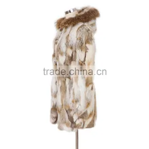 QD5947 Newly Design Special Fur Styles With Raccoon Collar 2016 Knit Rabbit Fur Coats Girls thumbnail-2