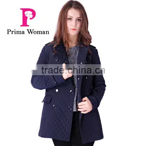 2016 Spring New Design Long Slim Fit Women Lapel Parka thumbnail-2