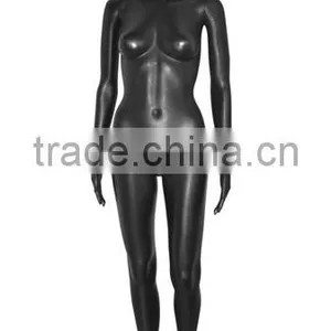 Black Abstract Head Standing Slim Plastic Ghost Mannequins Rotatable Nude Manikin for Clothing Shop thumbnail-3