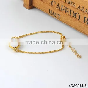 Delicate Gold Chain Oval Glass Bracelet thumbnail-2