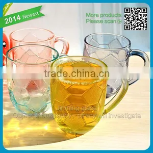 Promotion Gift Set of 4 Beer Glass Machine Pressed Drinking Glass Football Shape Cup Football Etched Glass Cup thumbnail-1