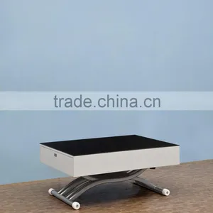 Multifunction Lift Coffee Table Adjustable Tea Table Design Expandable Tempered Glass Folding Dining Tables thumbnail-2