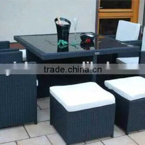 Rattan Patio Set With 1 Table Four Chairs and 4 Stools thumbnail-1