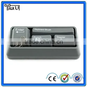 Money Saving 3 in 1 Multifuntional Keyboard Office Stationery, Useful Brush Stapler Paper Punch Office Stationery thumbnail-2