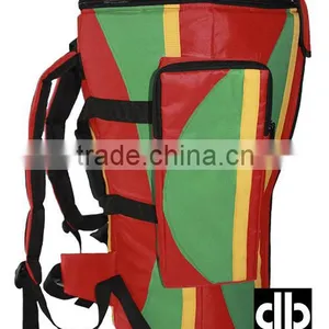 African Djembe Drums Gig Bag PRO Nylon Red Rasta thumbnail-2
