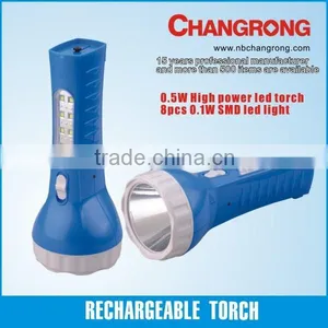 Ningbo Rechargeable Led Plastic Torch With Plug thumbnail-1
