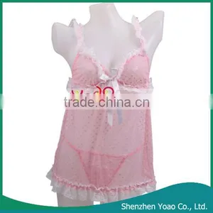 Young Girl Sexy Sleeping Dress With T-Back Pink thumbnail-1