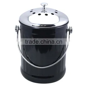 1.0 Gallon Colorful Painting Kitchen Metal Garbage Waste Bin With Stainless Steel Lid thumbnail-2