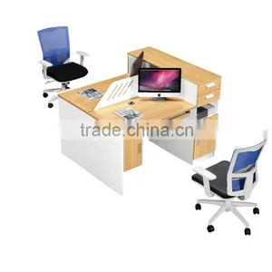 White and Black Staff Working Desk Office Workstation Design With Hang-in Cabinet for USA thumbnail-6