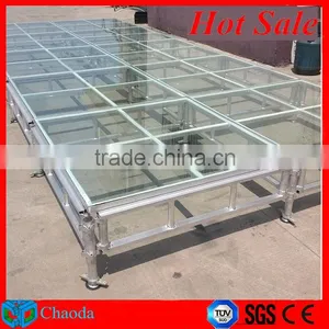 Hot Sale Cheap CE ,SGS, TUV Cetificited 1.22*1.22m or 1.22m*2.44m Aluminum Wedding Party Glass Acrylic Stage Quality Choice thumbnail-1