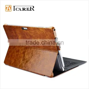 ICARER Genuine Leather Case for Microsoft Surface Pro 4 Flip Cover With Stand Function Vintage Series thumbnail-6