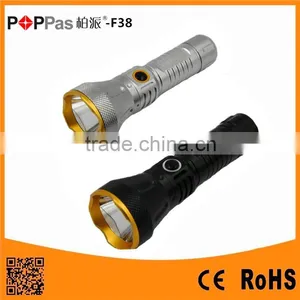 POPPAS F38 10W T6 LED 18650 Battery Bright Most Powerful Aluminium Rechargeable LED Flashlight Torch thumbnail-1
