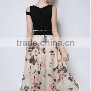 Custom Latest Fashion Designer Printed Woman Skirt Long thumbnail-3
