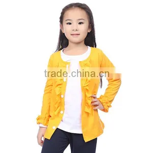 Wholesale Boutique Girl Clothing Solid Ruffle Cotton Long Sleeve Blouses thumbnail-1