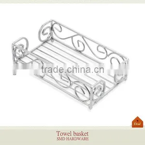 Chrome Metal Scroll Guest Towel Basket thumbnail-1