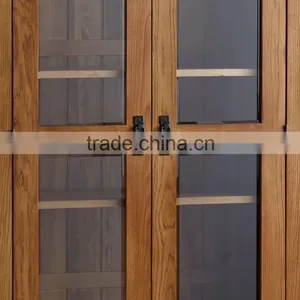 Solid Oak Wood Glass Display Cabinet thumbnail-4
