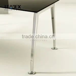Modern Moving Cabinet Return Black Tempered Modern Glass Office Desk thumbnail-2