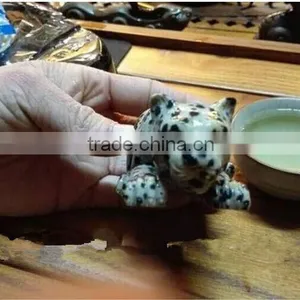 Hand Carved Funny Dot Stone Crystal Leopard Animals Figurine thumbnail-2