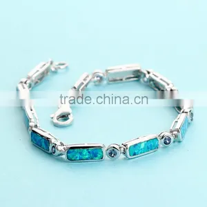 925 Sterling Silver Ocean Synthetic Blue Opal Bracelet Jewelry SBI181W thumbnail-5