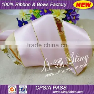 2015 Wholesale 1.5 Inch Gold Border Satin Ribbon thumbnail-1