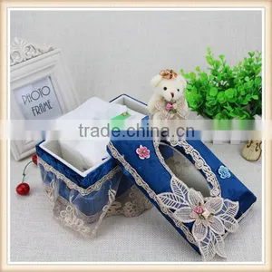 Blue Fabric Tissue Box Cover thumbnail-3