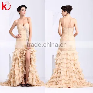 Off-shoulder Sexy Backless Ruffle and Beaded Open Front Layering Fishtail Ballkleid thumbnail-1