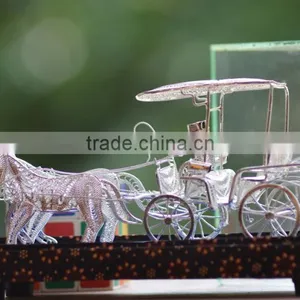 Hartati Heritage Javanese Carriage Andong Miniature Souvenir (2 Horses) Silver Plated thumbnail-1