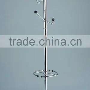 Chrome Metal Coat Cloth and Hats Rack With Umbrella Stand thumbnail-1