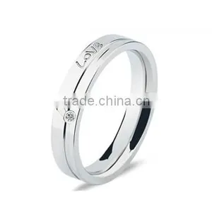 2016high Polished Crystal Engrave 316l Stainless Steel Wedding Band Ring for Lovers thumbnail-2