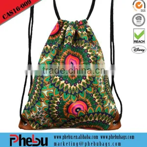 Printing Women Drawstring Bag Canvas String Backpack(CAS16-009) thumbnail-1