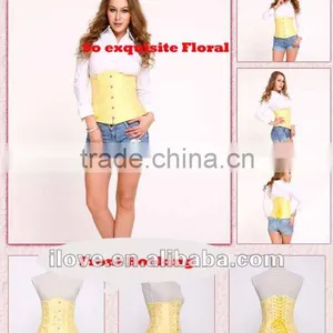 Sexy Yellow Plus Size Waist Training Corset Steel Bone Bustier thumbnail-1