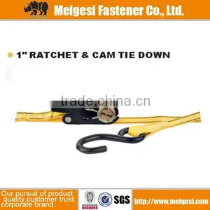 Yellow Ratchet Tie Down With Flat Hook Ratchet Strap thumbnail-2