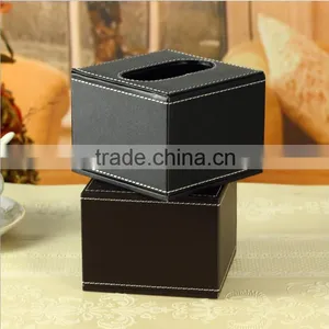 Wholesale Tissue Boxes, Luxury Leather Tissue Box, Black Storage Box thumbnail-2
