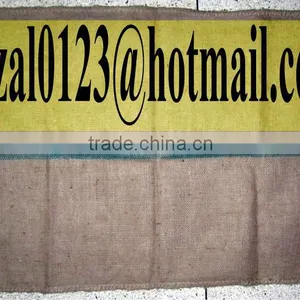 HEAVY CESS JUTE BAG 43"X29" BAG WT - 2.50LBS, PXS, 8X9, HD/OHDS, SAFETY SEWING, 2" GREEN STRIPE IN THE MIDDLE OF THE BAGS thumbnail-1