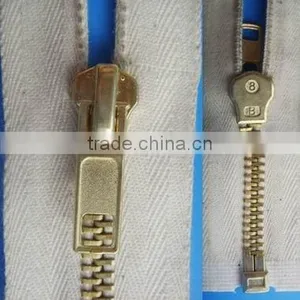 No.5,No.8,No.10 Cotton Tape Auto Lock Close End Brass Zipper thumbnail-1