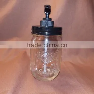 Vintage Mason Jar Soap Dispenser With Antiqued Black Lid & Pump thumbnail-4