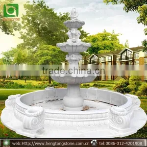 White Marble Water Fountain With Fish thumbnail-1