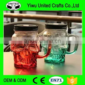 Skull Shape Glass Mason Jar With Handle thumbnail-1