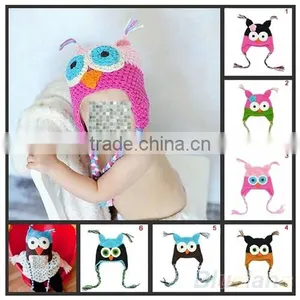 Multicolor Infant Toddler Handmade Knitted Crochet Baby Hat Owl Hat Cap thumbnail-1