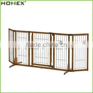 Wood Easy Up Solid Pet Gate Foldable Pet Fence w Door Homex_BSCI Factory thumbnail-1