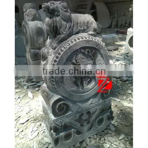 Marble Chinese Antique Lion Statue on Drum thumbnail-1