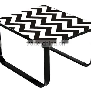 Coffee Table Steel Tube Tempered Glass With Printing thumbnail-1