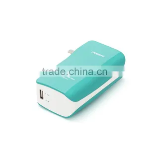 Compact Portable Charger External Battery Power Bank With Foldable AC Plug, 7500mAh, Teal thumbnail-4