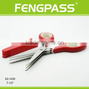 S2-1435 7-1/4" PP + TPR and Stainless Steel 3 Blades With Cover Herb Scissors thumbnail-2