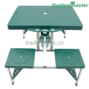 Garden ABS Plastic 4 Seats Folding Aluminum Suitcase Picnic Table thumbnail-3