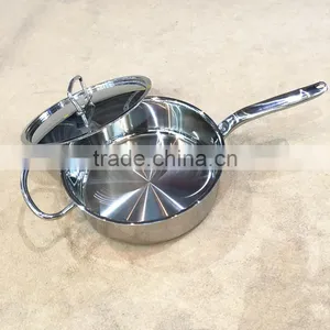 Mirror Polished 2.2mm 3ply Bottom Stainless Steel 304 Cooking Pot/single Handle Induction Soup Pot for Hotel thumbnail-2