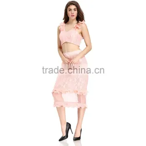 Domin Fashion Guangzhou Factory Latest Skirt and Crop Top Set thumbnail-4