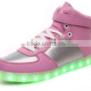 High Top PU Upper Colorful Lights Sneakers Led Shoe Stock thumbnail-4