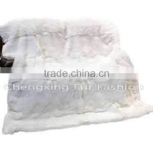 CX-D-43 Home Textile Good Quality White Carpet Rex Rabbit Fur Fur Throw Blanket thumbnail-3